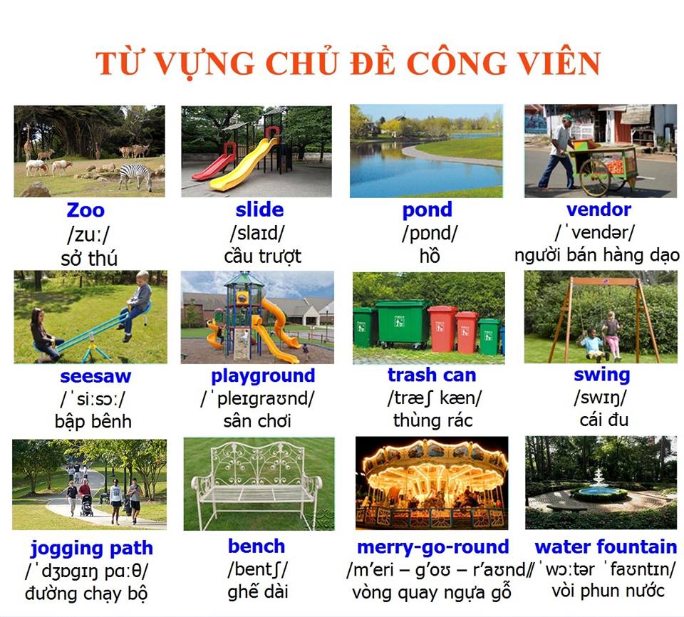 Chủ Đề 134 : Từ Vựng Chủ Đề Công Viên - Tiếng Anh Ikun